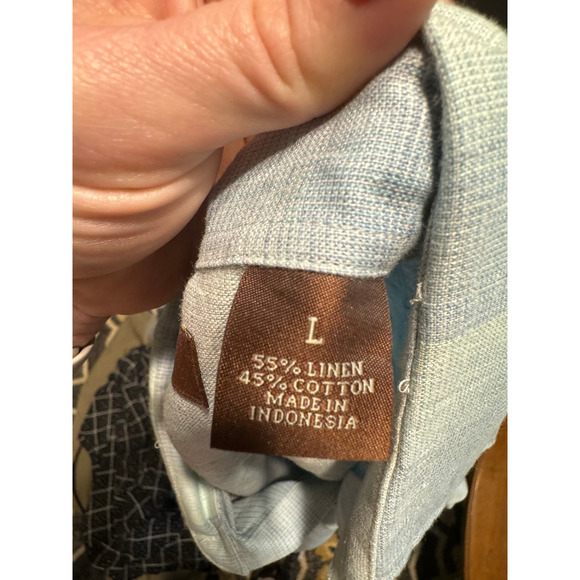 Perry Ellis Men Linen Button-Up Cotton Shirt Pastel Plaid - Picture 4 of 8